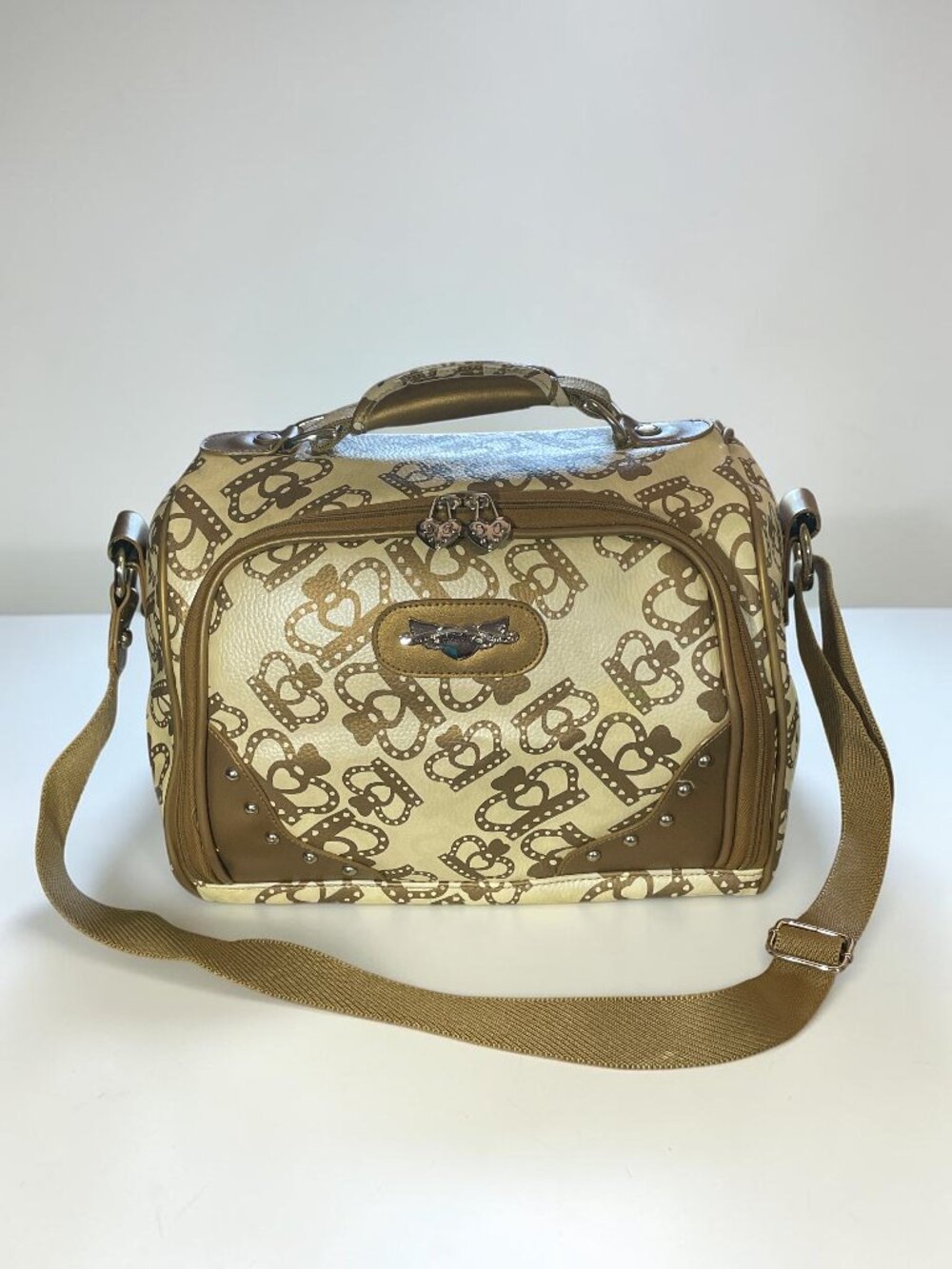 Vintage Y2K Kathy Van Zeeland Crown Print Carry On / Overnight Bag
